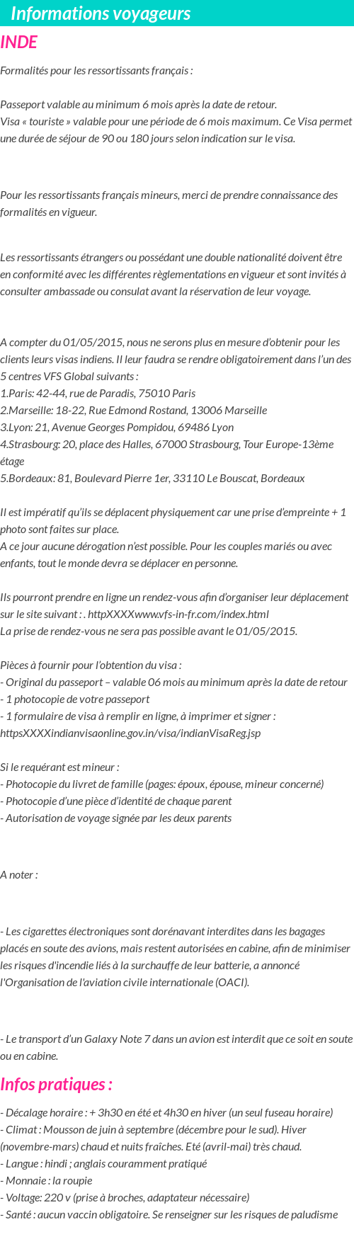 Formalités et infos voyageurs