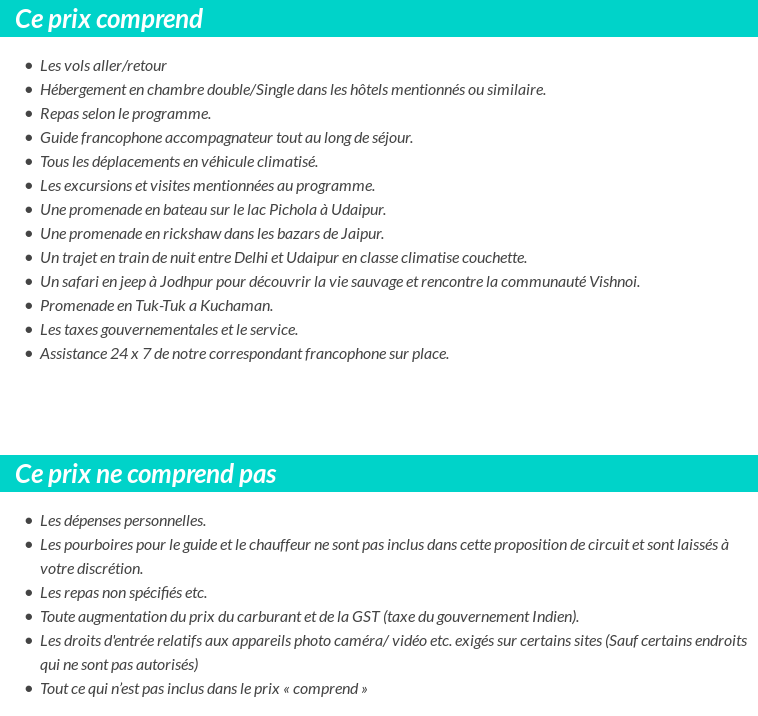 Conditions tarifaires