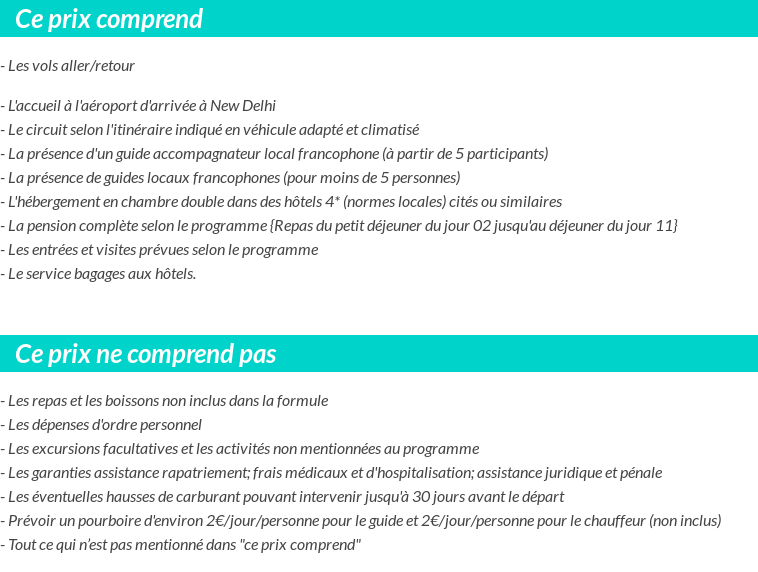 Conditions tarifaires
