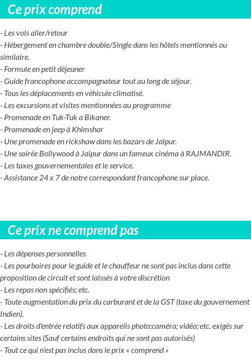 Conditions tarifaires