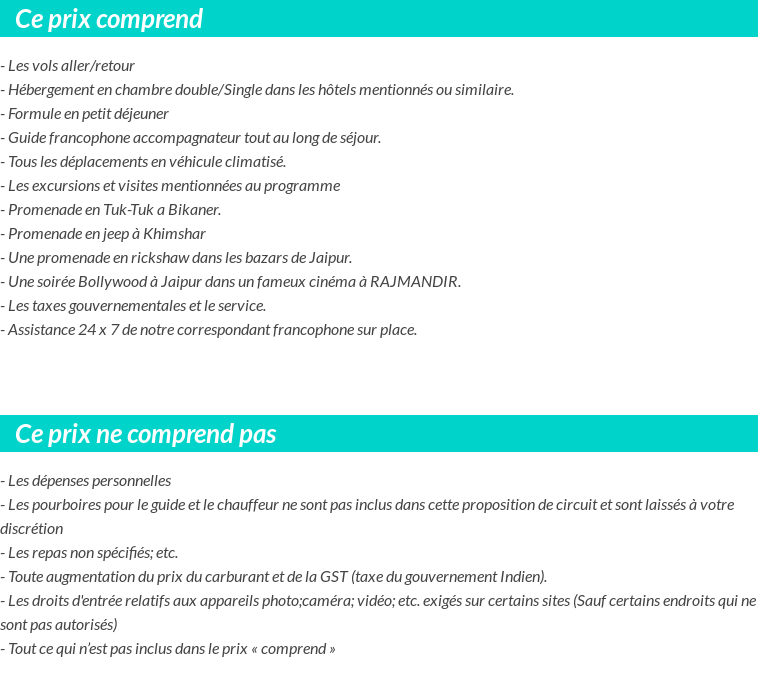 Conditions tarifaires
