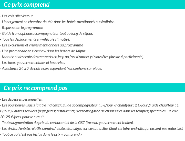Conditions tarifaires