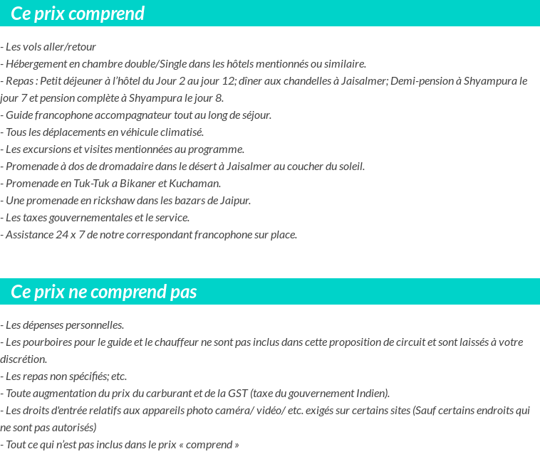 Conditions tarifaires