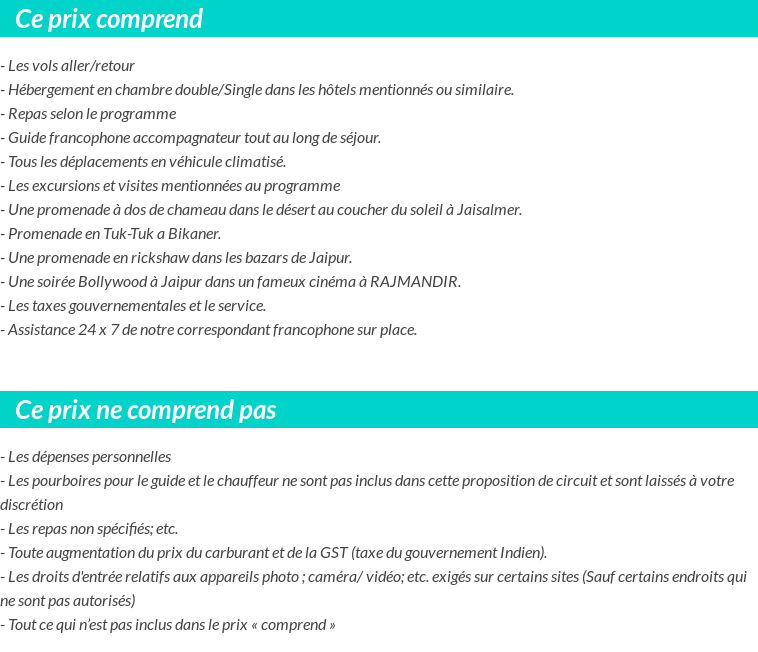 Conditions tarifaires