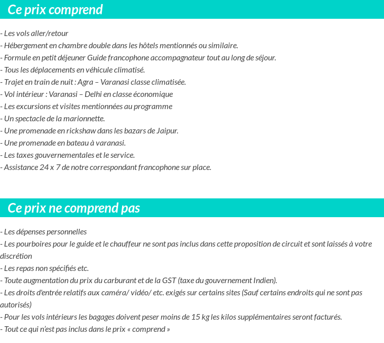 Conditions tarifaires