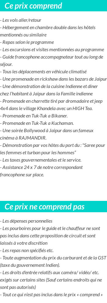 Conditions tarifaires