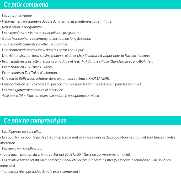Conditions tarifaires