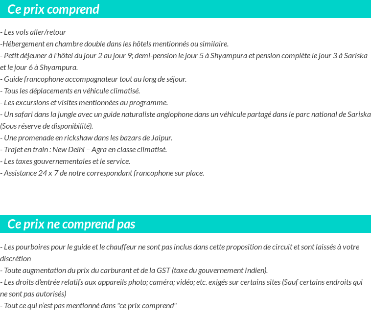 Conditions tarifaires