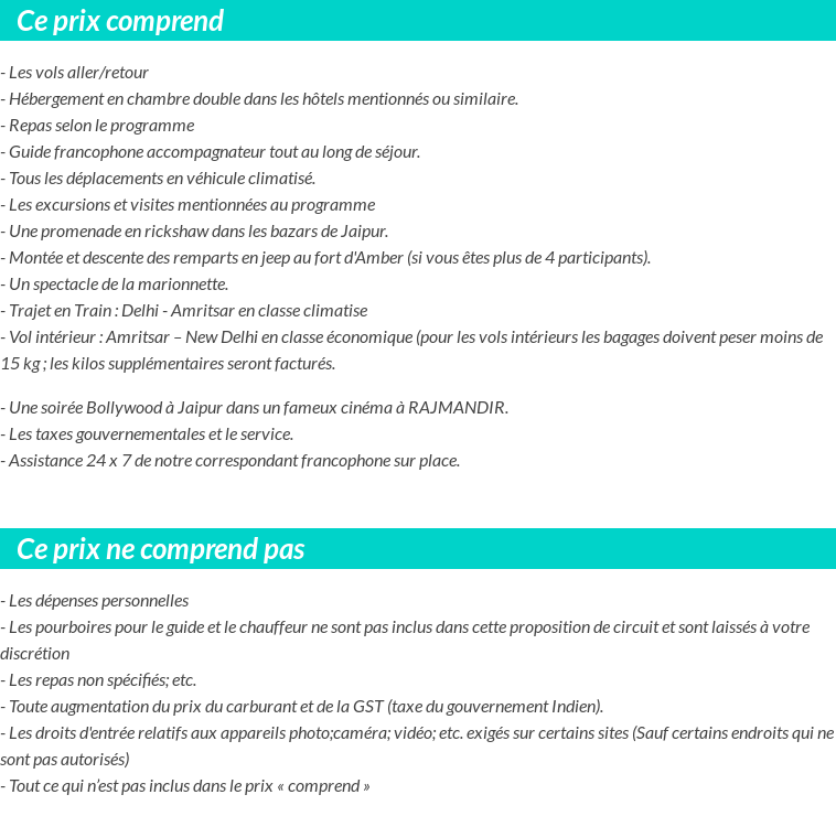 Conditions tarifaires