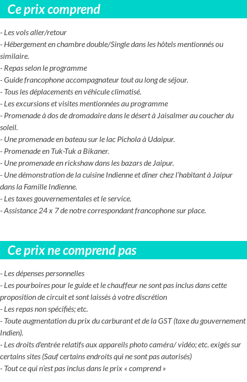 Conditions tarifaires