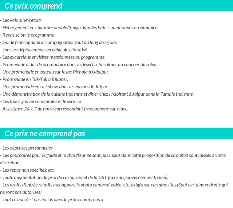 Conditions tarifaires