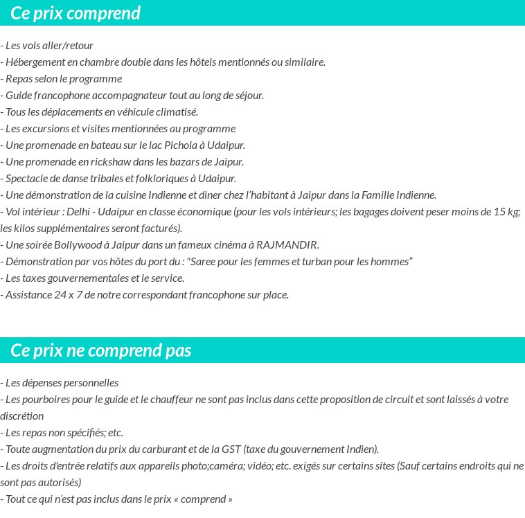 Conditions tarifaires