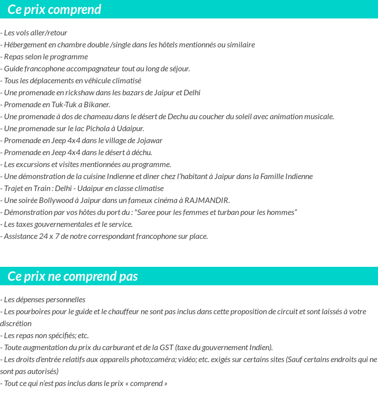 Conditions tarifaires