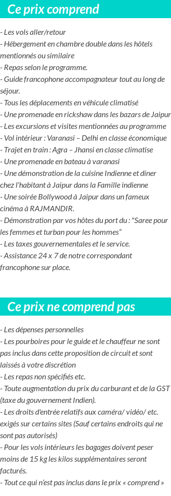 Conditions tarifaires