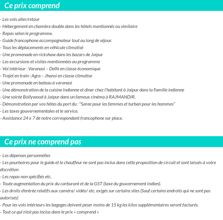 Conditions tarifaires