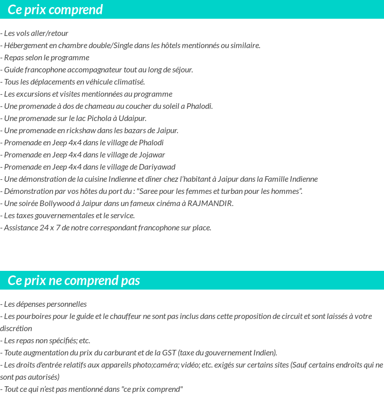 Conditions tarifaires