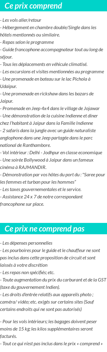 Conditions tarifaires