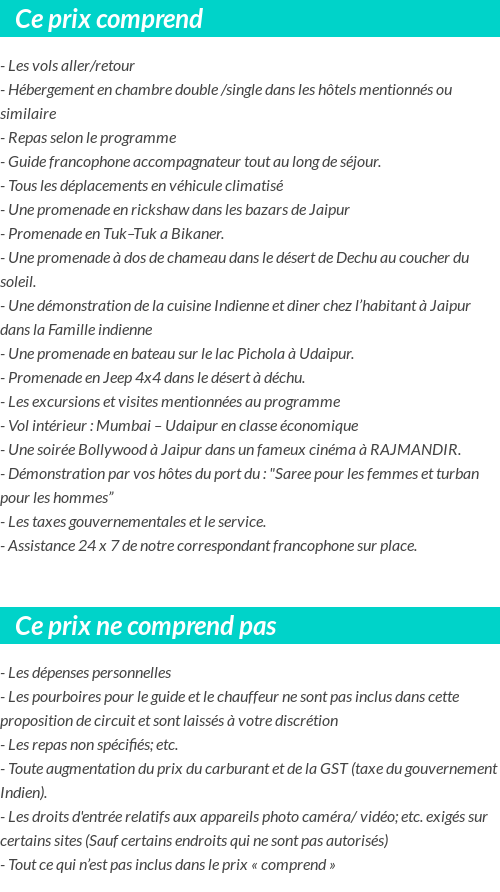 Conditions tarifaires