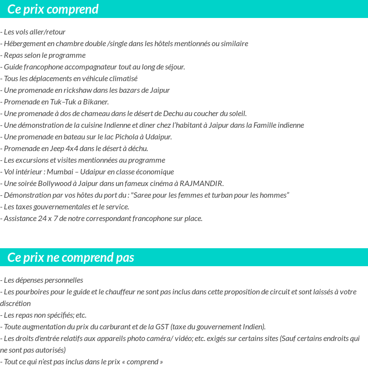Conditions tarifaires