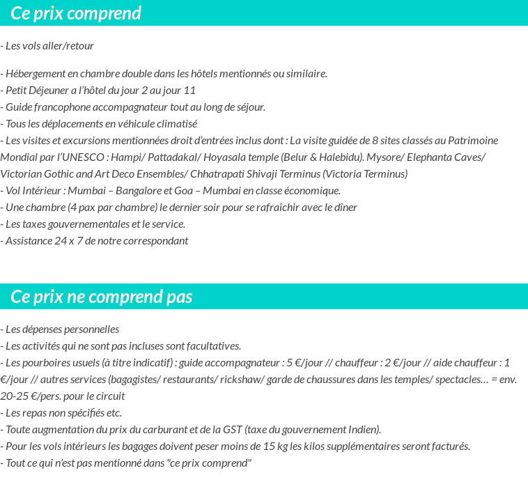 Conditions tarifaires