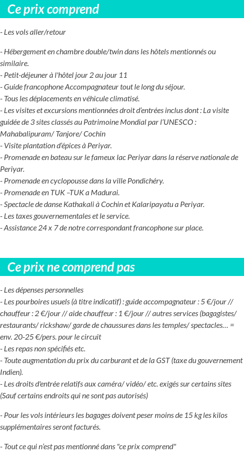 Conditions tarifaires