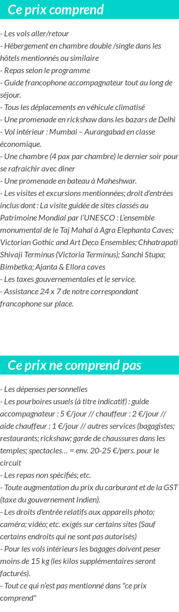 Conditions tarifaires