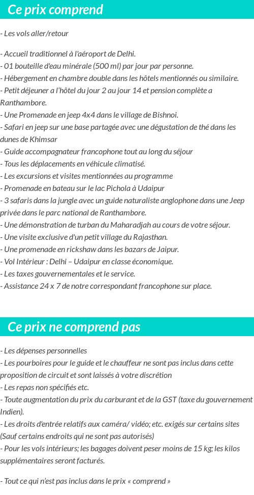 Conditions tarifaires