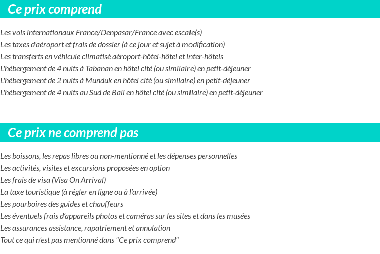 Conditions tarifaires