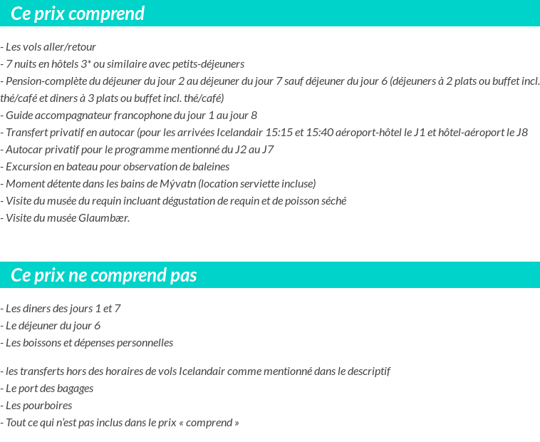 Conditions tarifaires