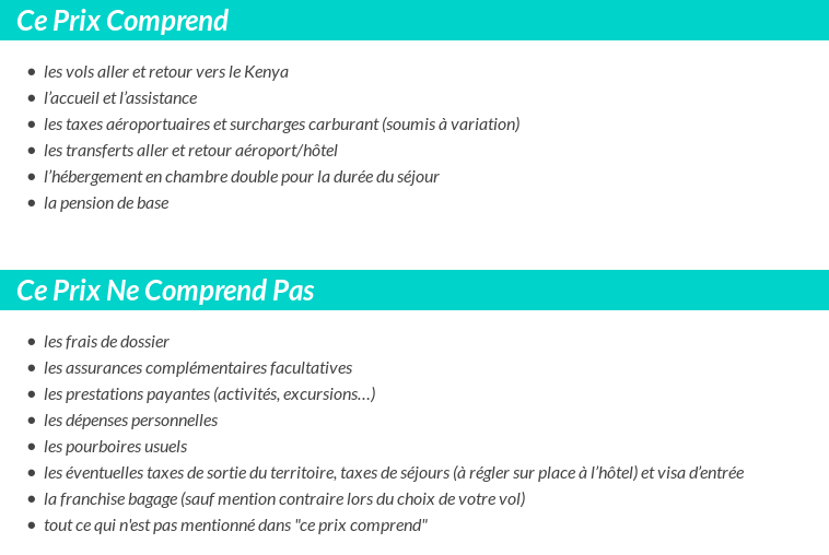 Conditions tarifaires