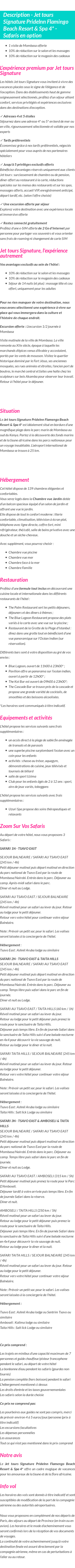 Détails du séjour