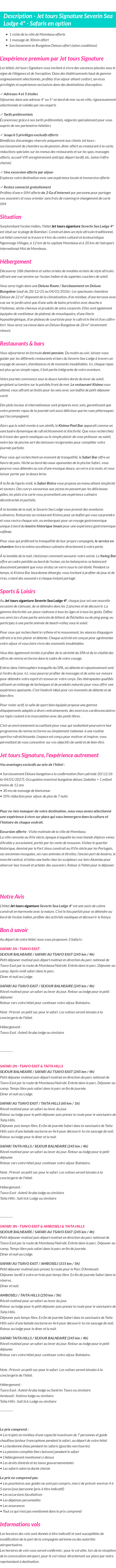 Détails du séjour