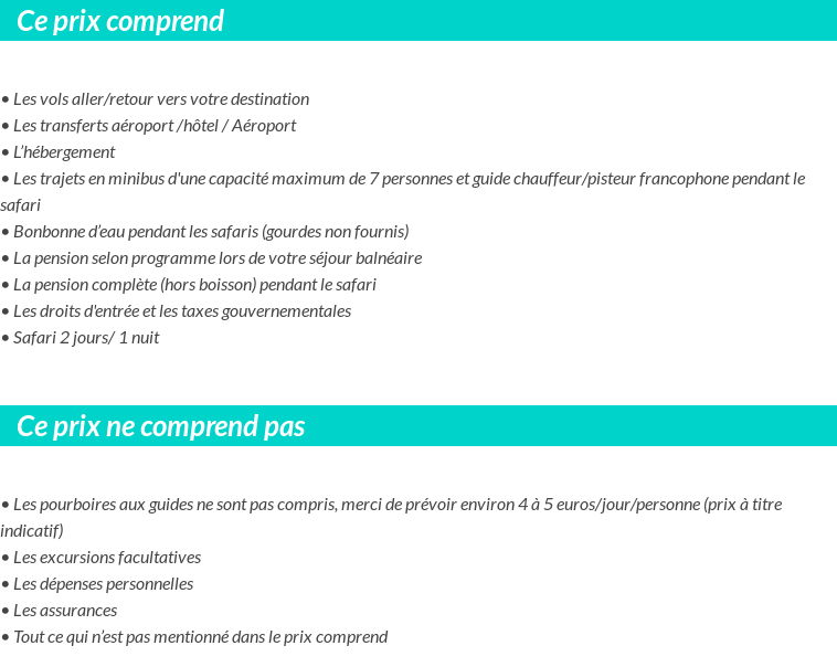 Conditions tarifaires