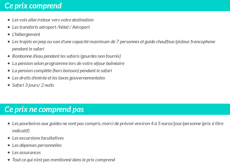 Conditions tarifaires