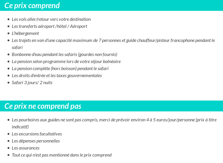 Conditions tarifaires