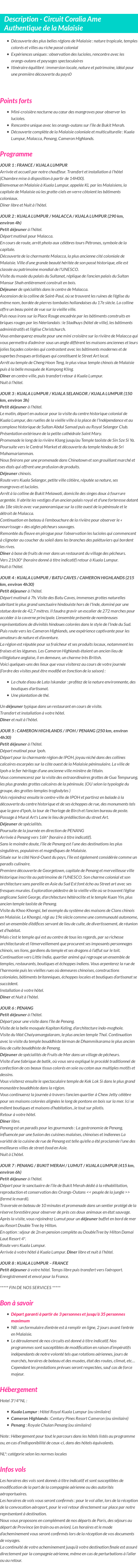 Détails du séjour
