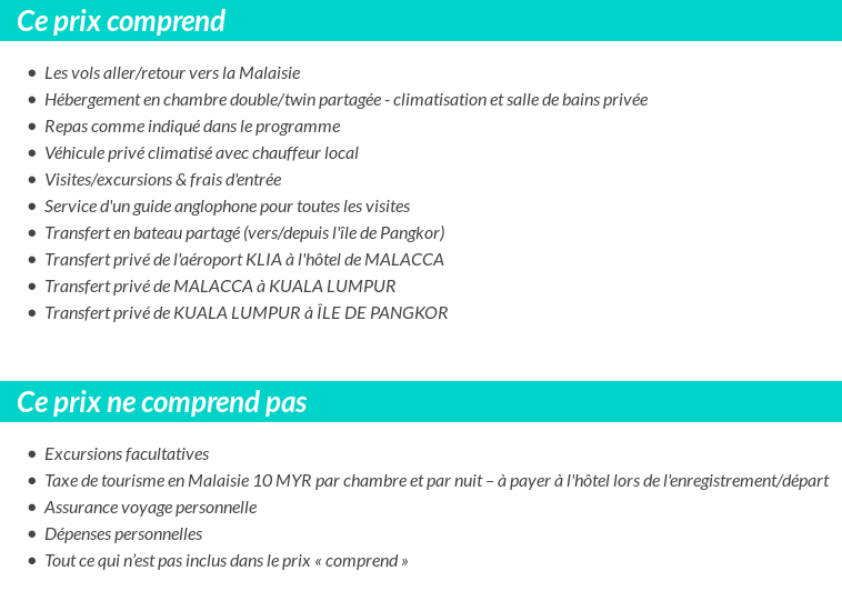 Conditions tarifaires