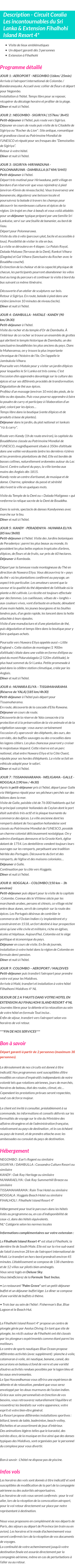 Détails du séjour
