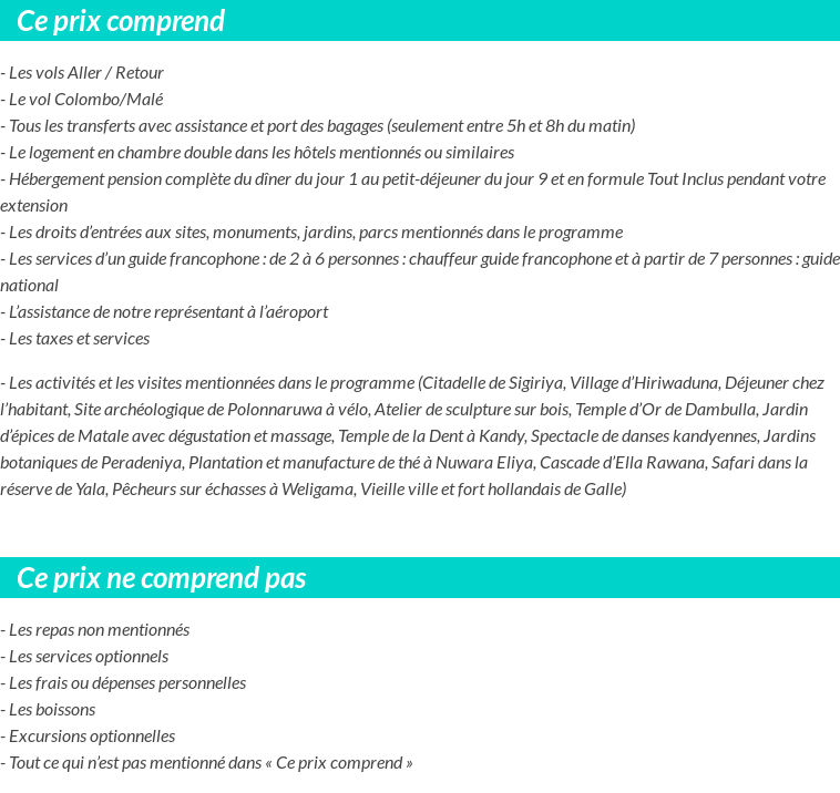 Conditions tarifaires