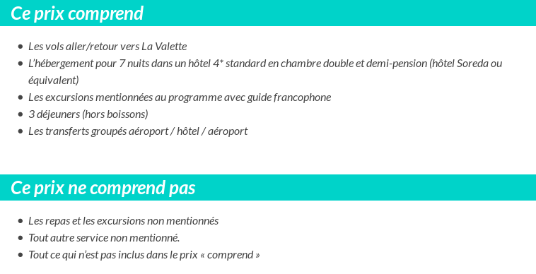 Conditions tarifaires