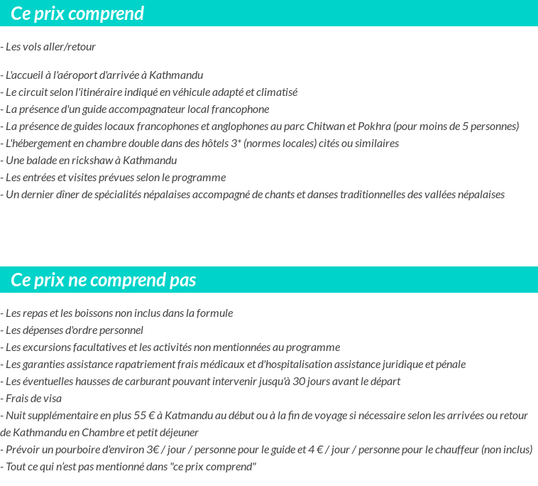 Conditions tarifaires