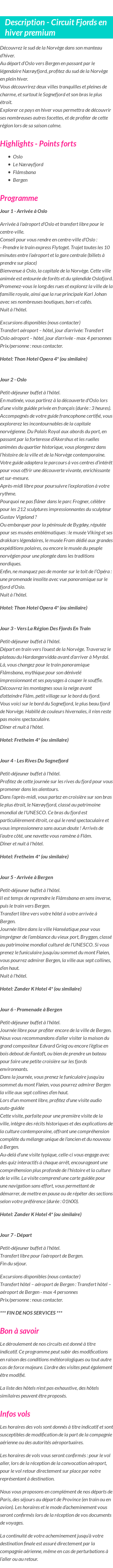 Détails du séjour