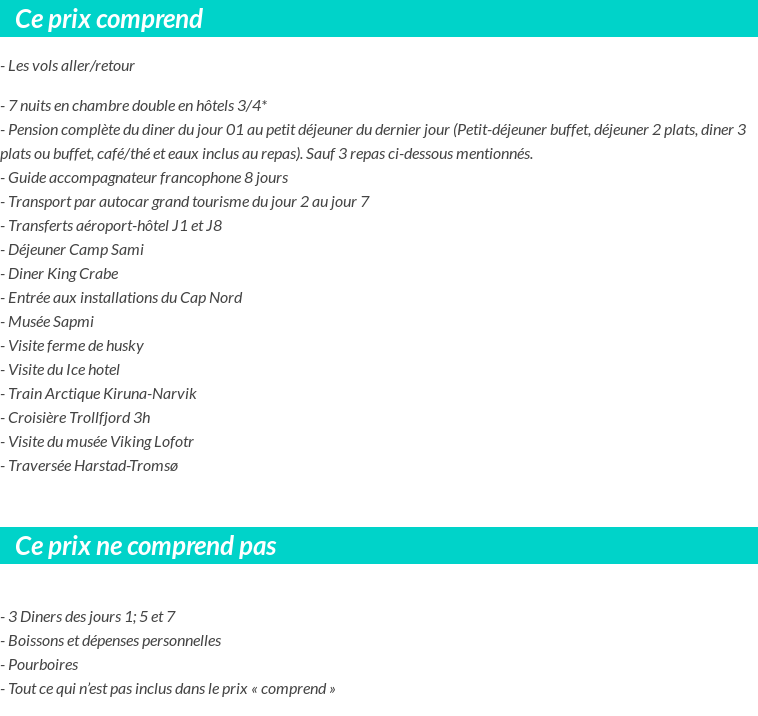 Conditions tarifaires