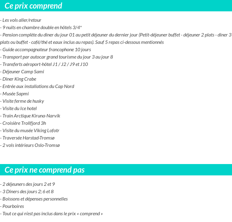 Conditions tarifaires