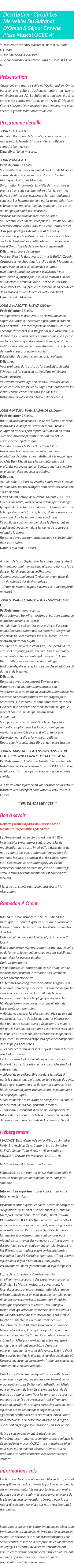 Détails du séjour