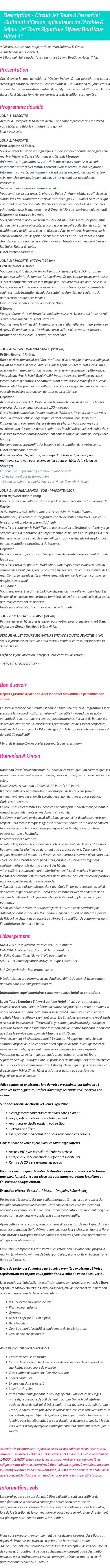 Détails du séjour