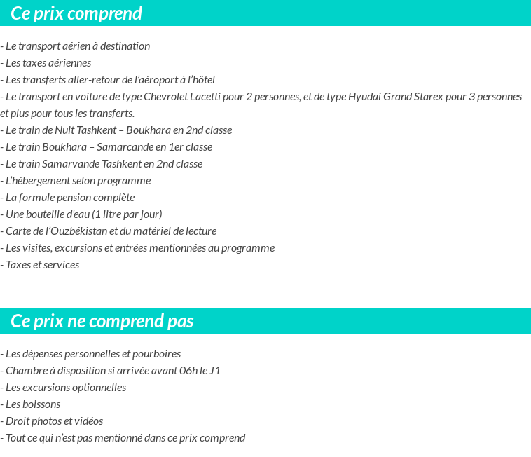 Conditions tarifaires
