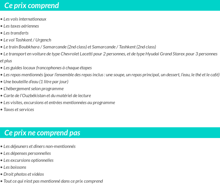 Conditions tarifaires