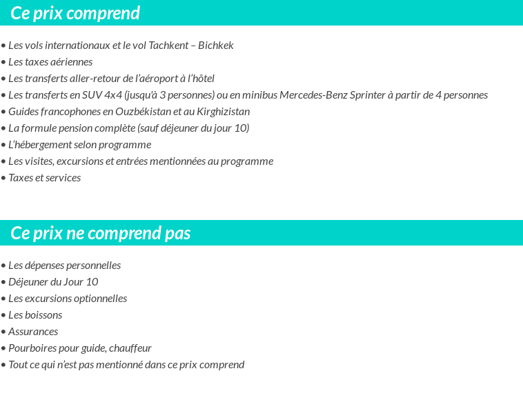 Conditions tarifaires