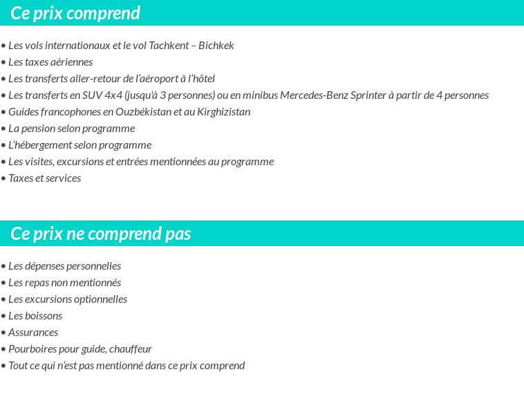 Conditions tarifaires